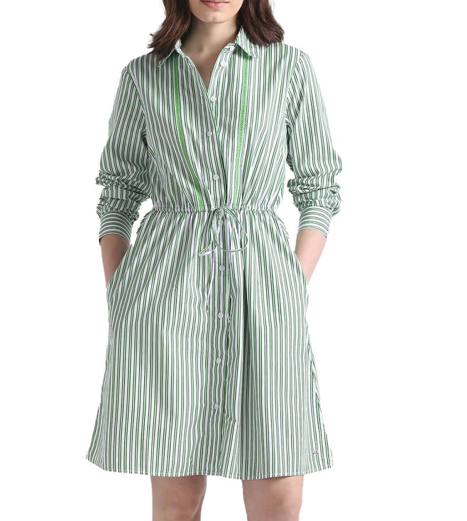 Springtime Green Stripes Regular Fit Dress