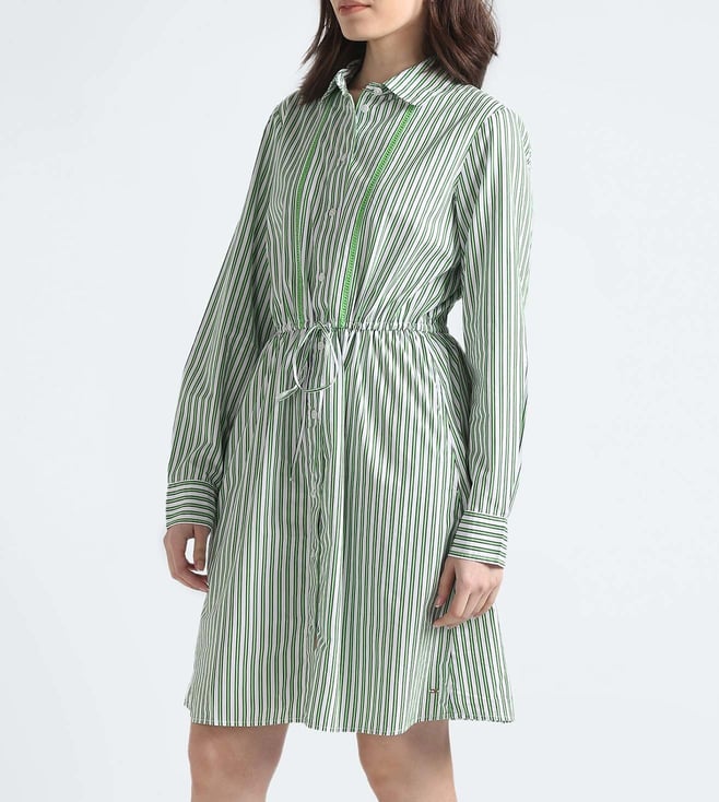 Springtime Green Stripes Regular Fit Dress