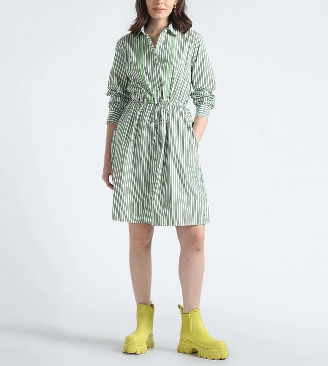 Springtime Green Stripes Regular Fit Dress
