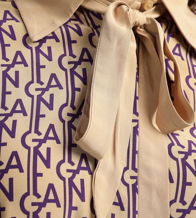 Beige Logo Regular Fit Dress