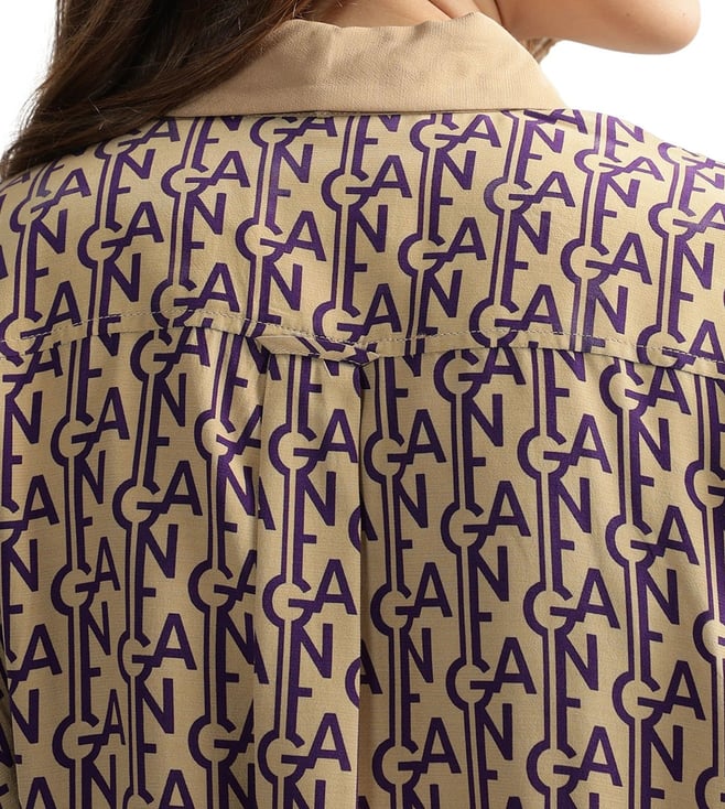 Beige Logo Regular Fit Dress