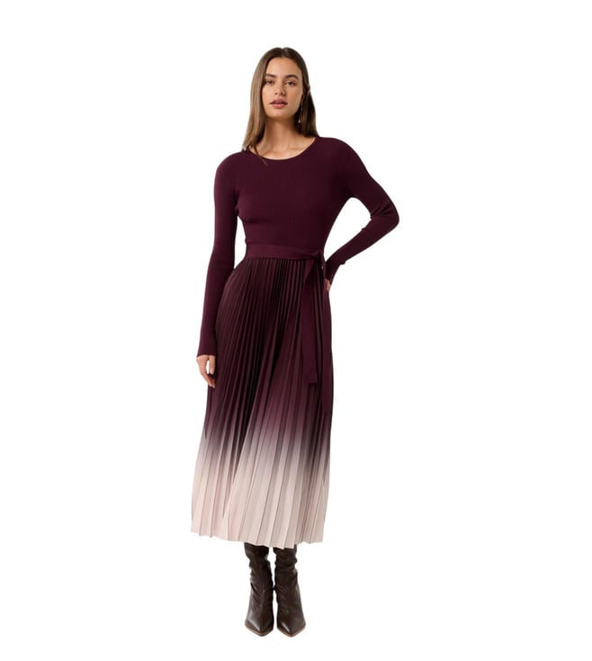 Mulberry Ombre Harmony Pleated Regular Fit Midi Dress