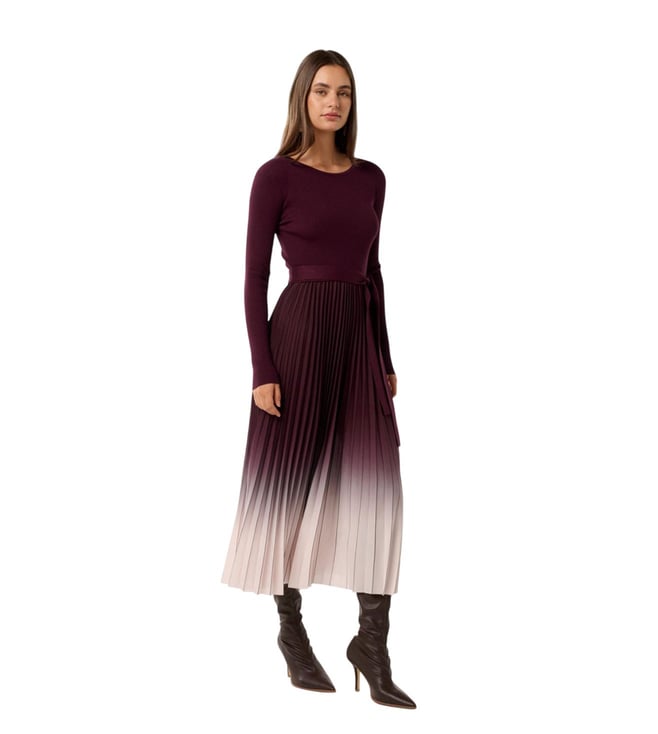 Mulberry Ombre Harmony Pleated Regular Fit Midi Dress