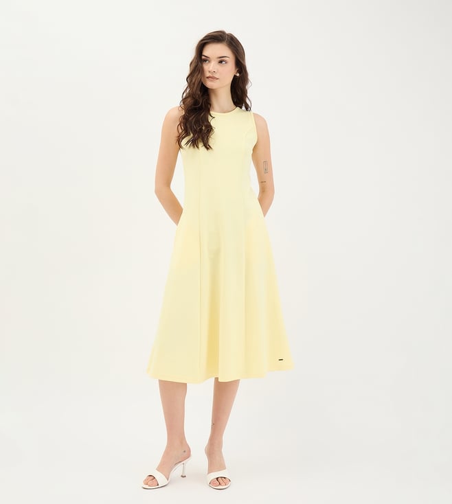 Yellow Pure Cotton Solid Dress