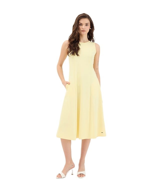 Yellow Pure Cotton Solid Dress