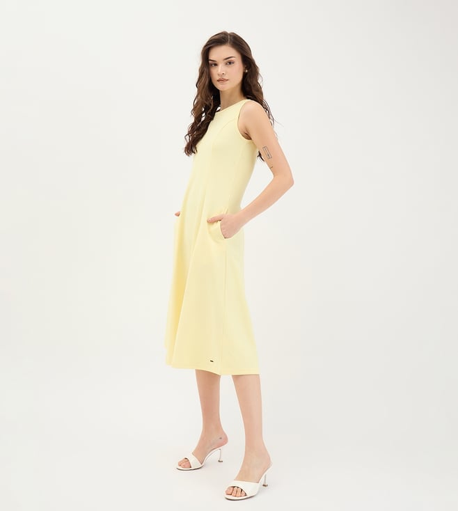 Yellow Pure Cotton Solid Dress