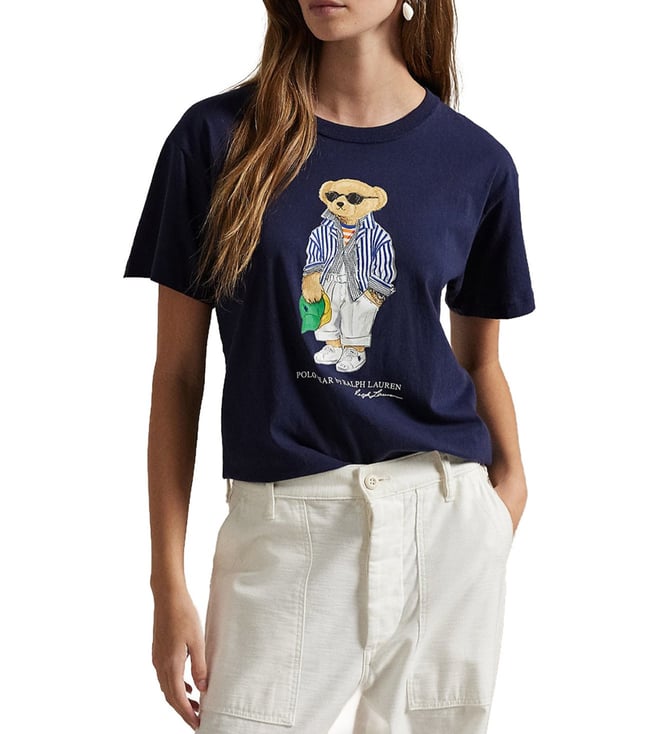 Navy Blue Bear Regular Fit Jersey Tee